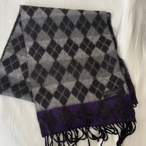 Bloomingdale's Cashmere Argyle Scarf in Black, Gray, and Purple